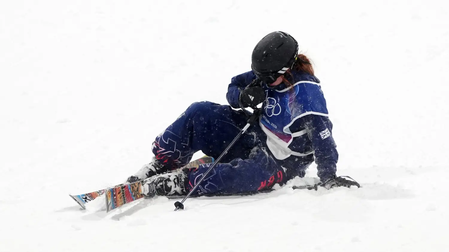 Kirsty Muir competing in big air at Milan Cortina 2026 Winter Olympics